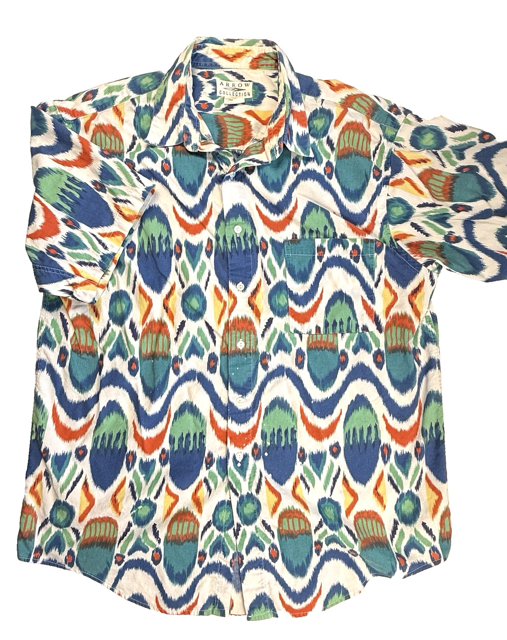 Vtg Arrow Collection shirt large Ikat Aztec Southwestern tribal pattern Funky